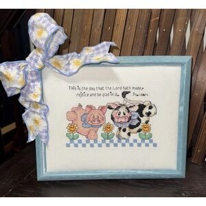 Vintage Handmade Framed Cross Stitch. "This Is The Day That The Lord…" Ps.118:24